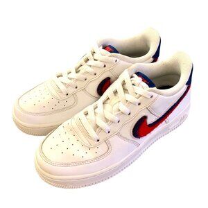 Nike Air Force 1 3D Chenille Swoosh Low Top Sneakers White Red 5.5Y Y2K Classic